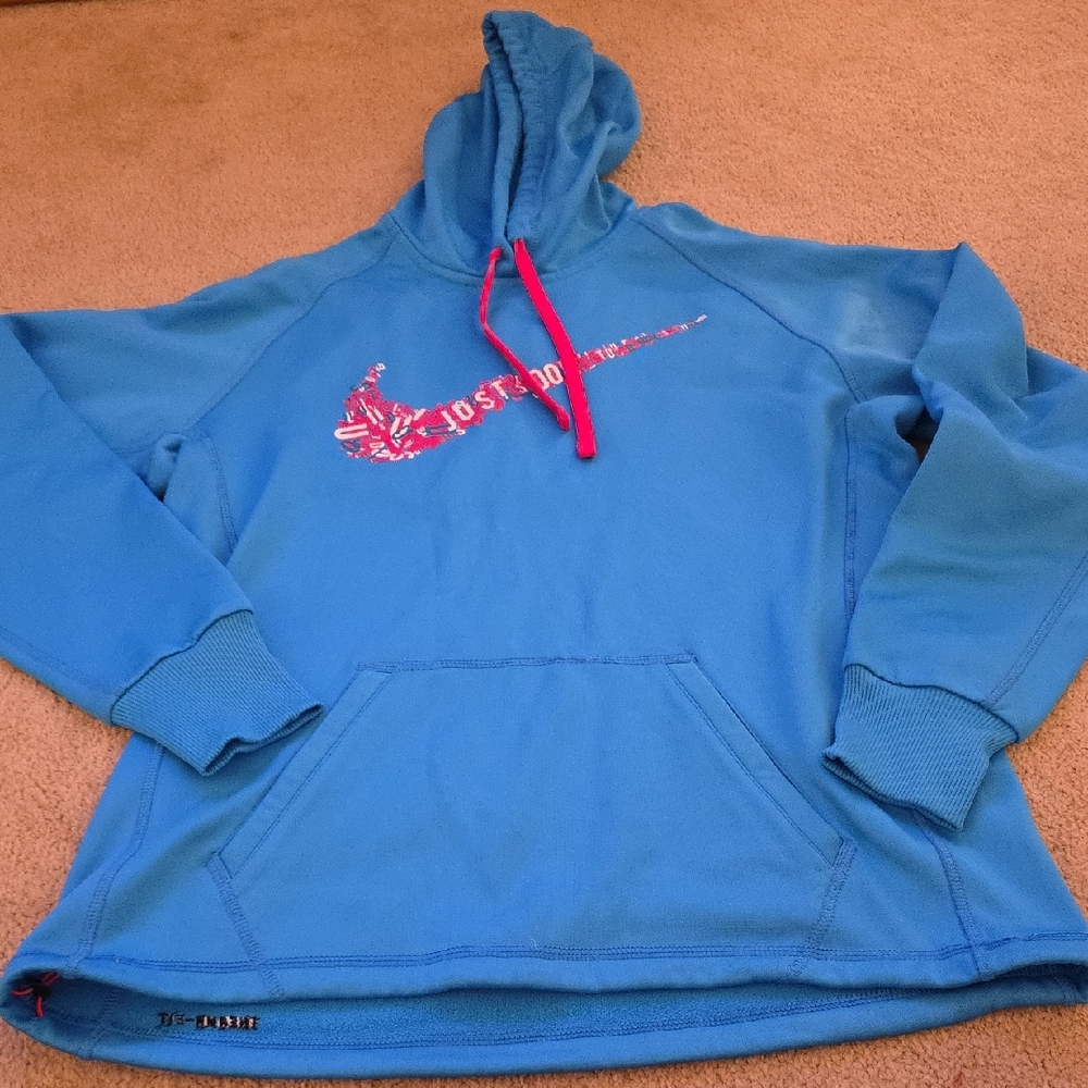 Nike Blue Hoodie with Pink Accents